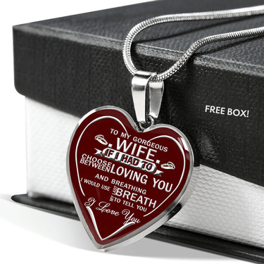 Lovely To My Love - Use My Last Breath To Tell You I Love You - Husband Wife Heart Pendant Necklace Chain 20 Inch Easter, Wedding Gifts Woman fix